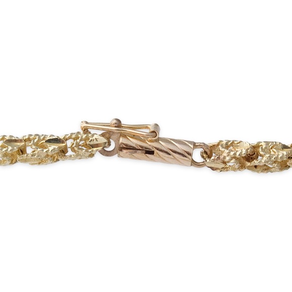 Vintage 10K Yellow Gold Chain Bracelet Diamond Cut Box Link - Picture 6 of 7